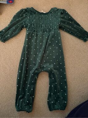 Jessica Simpson Green Polka Dot Romper